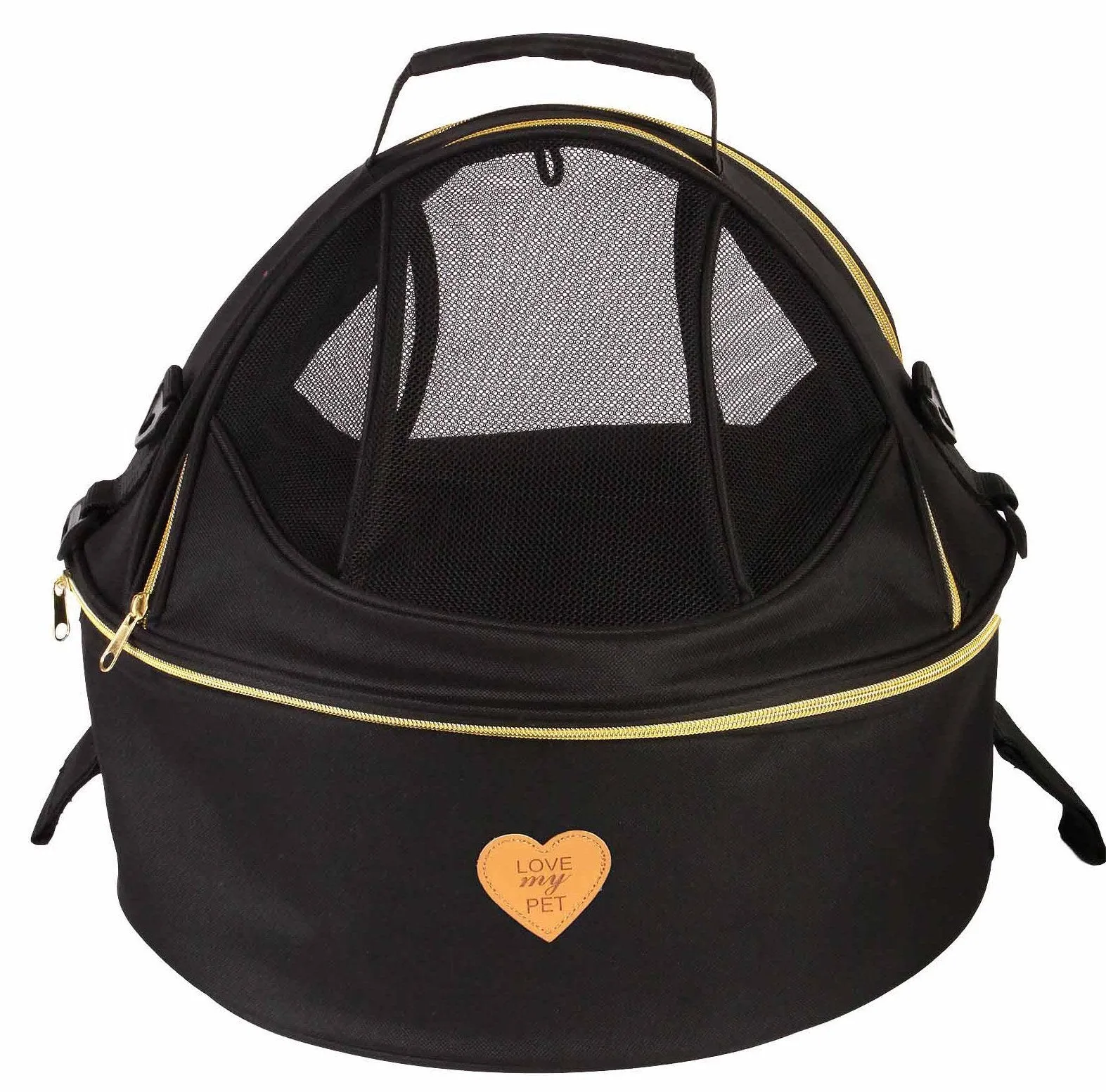 Pet Life ® 'Air-Venture' Dual-Zip Airline Approved Panoramic Circular Travel Pet Dog Carrier