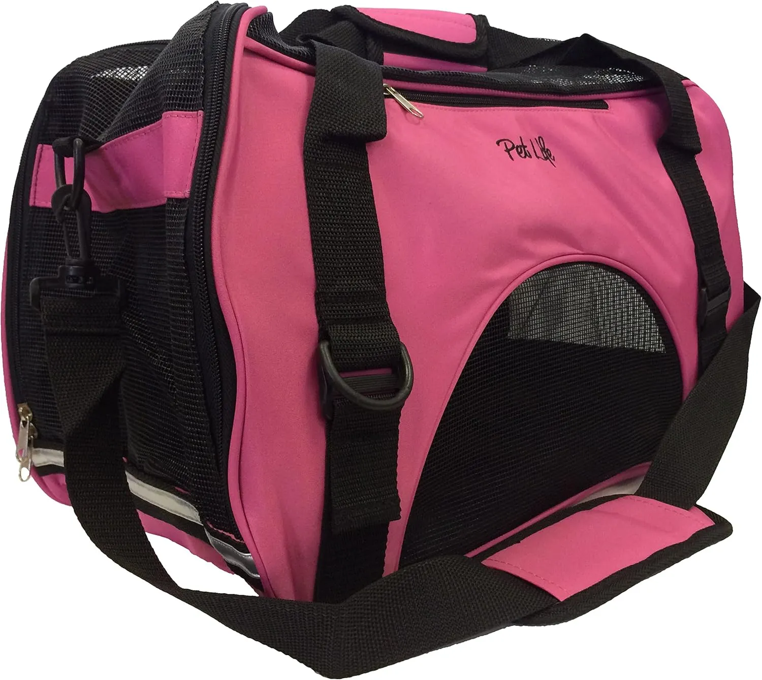 Pet Life 'Altitude-Force' Airline Pet Carrier - Sporty Zippered and Folding Collapsible Travel Cat and Dog Carrier - Travel Pet Carrier with Included Over-The-Shoulder Straps and Pet Mat