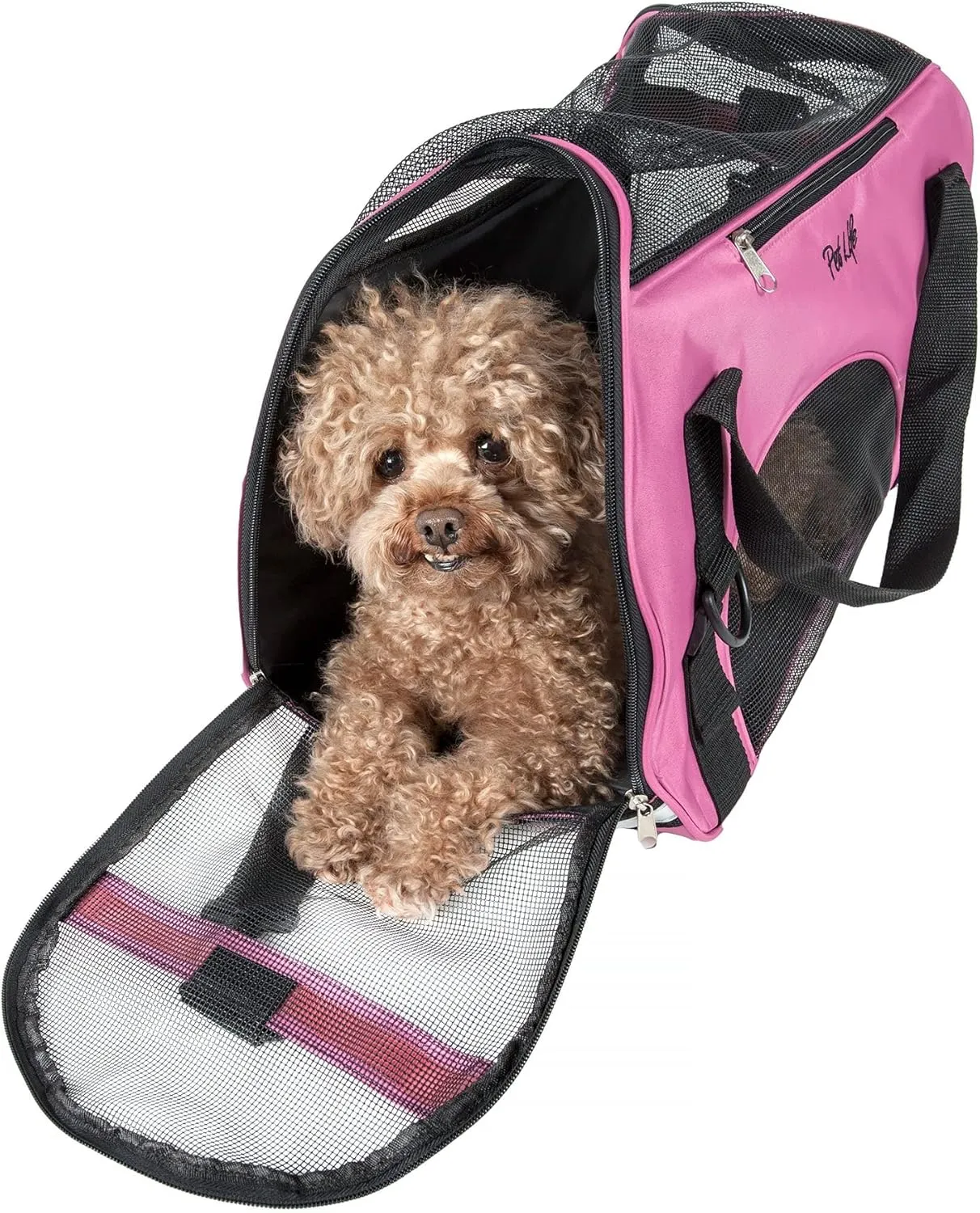 Pet Life 'Altitude-Force' Airline Pet Carrier - Sporty Zippered and Folding Collapsible Travel Cat and Dog Carrier - Travel Pet Carrier with Included Over-The-Shoulder Straps and Pet Mat