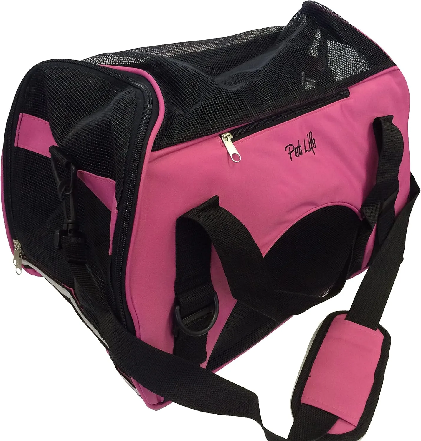 Pet Life 'Altitude-Force' Airline Pet Carrier - Sporty Zippered and Folding Collapsible Travel Cat and Dog Carrier - Travel Pet Carrier with Included Over-The-Shoulder Straps and Pet Mat