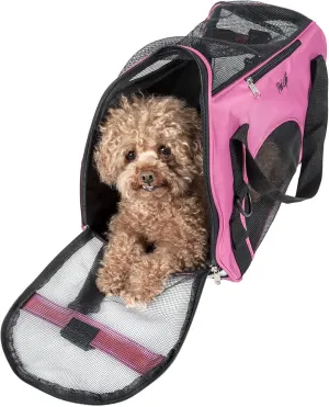 Pet Life 'Altitude-Force' Airline Pet Carrier - Sporty Zippered and Folding Collapsible Travel Cat and Dog Carrier - Travel Pet Carrier with Included Over-The-Shoulder Straps and Pet Mat