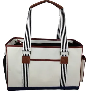 Pet Life Yacht Polo Fashion Pet Carrier Purse - Dog Carrier with Built-in Leash Securer and Above-top Dual-Zipper