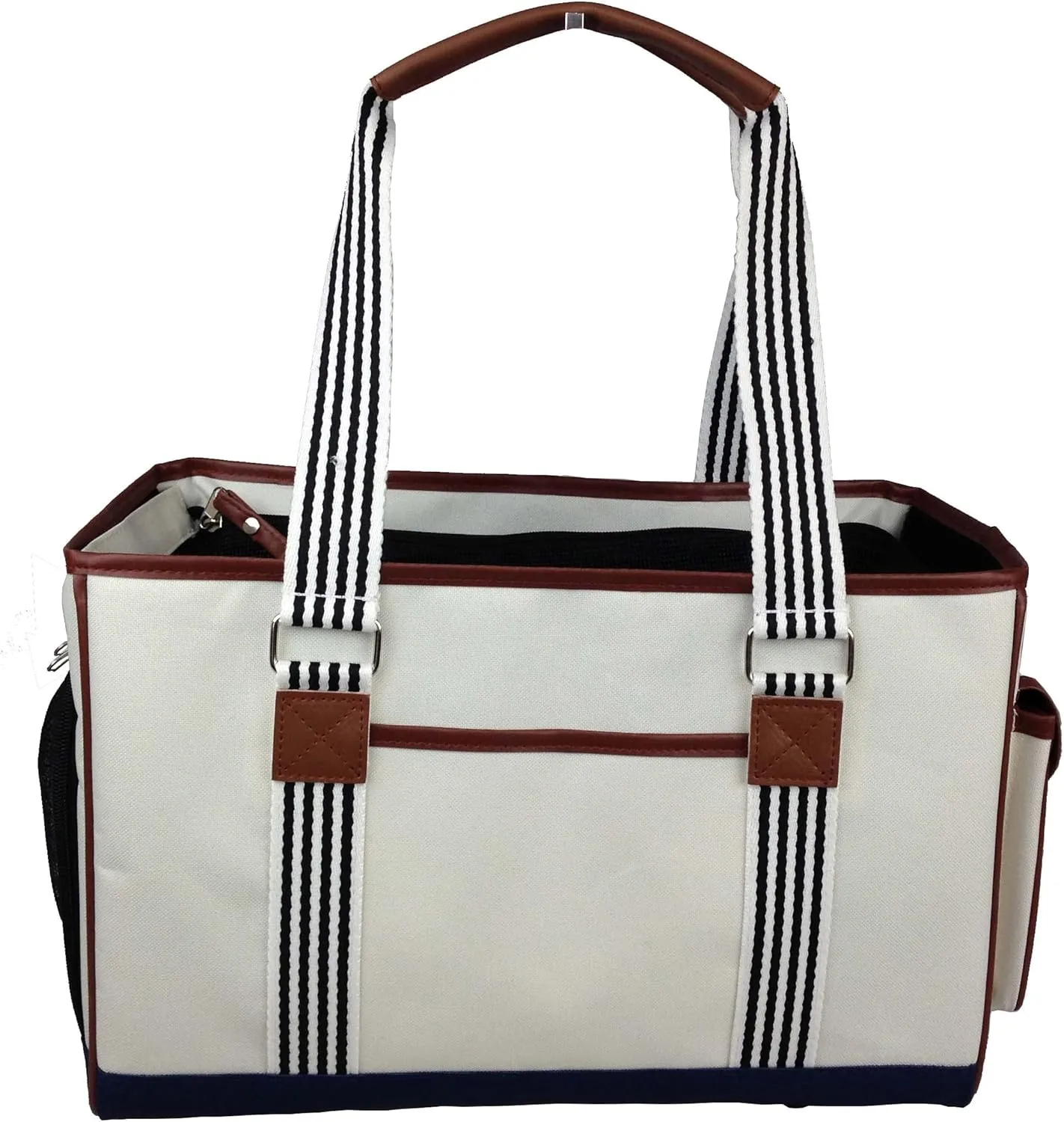 Pet Life Yacht Polo Fashion Pet Carrier Purse - Dog Carrier with Built-in Leash Securer and Above-top Dual-Zipper