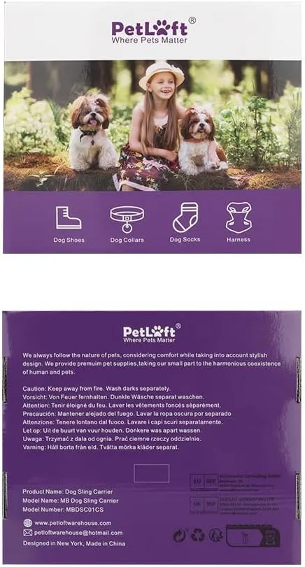PETLOFT Reversible Dog Cat Sling Carrier, Small Dog Carrier, Adjustable Dog Sling, Hands Free Cross Body Carrier with Collar Hook for Dog/Cat/Bunny up to 11lb (Beige)