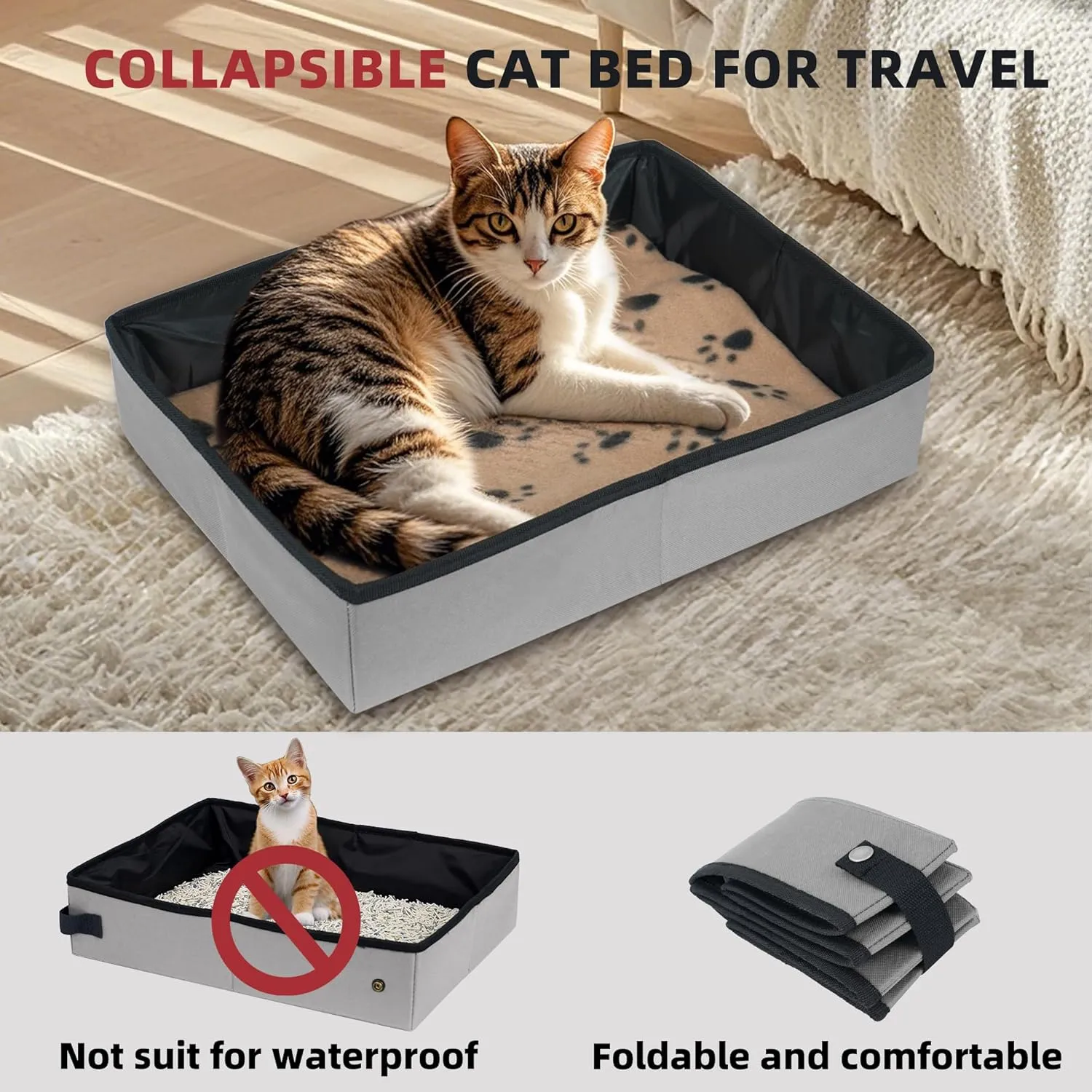 Petprsco Extra Large Cat Carrier for 2 Cats Small Medium Dogs，Soft Sided Pet Carrier 24x17x17 for Car Travel with Collapsible Litter Box, Warm Blanket, Foldable Bowl and Washable Pad