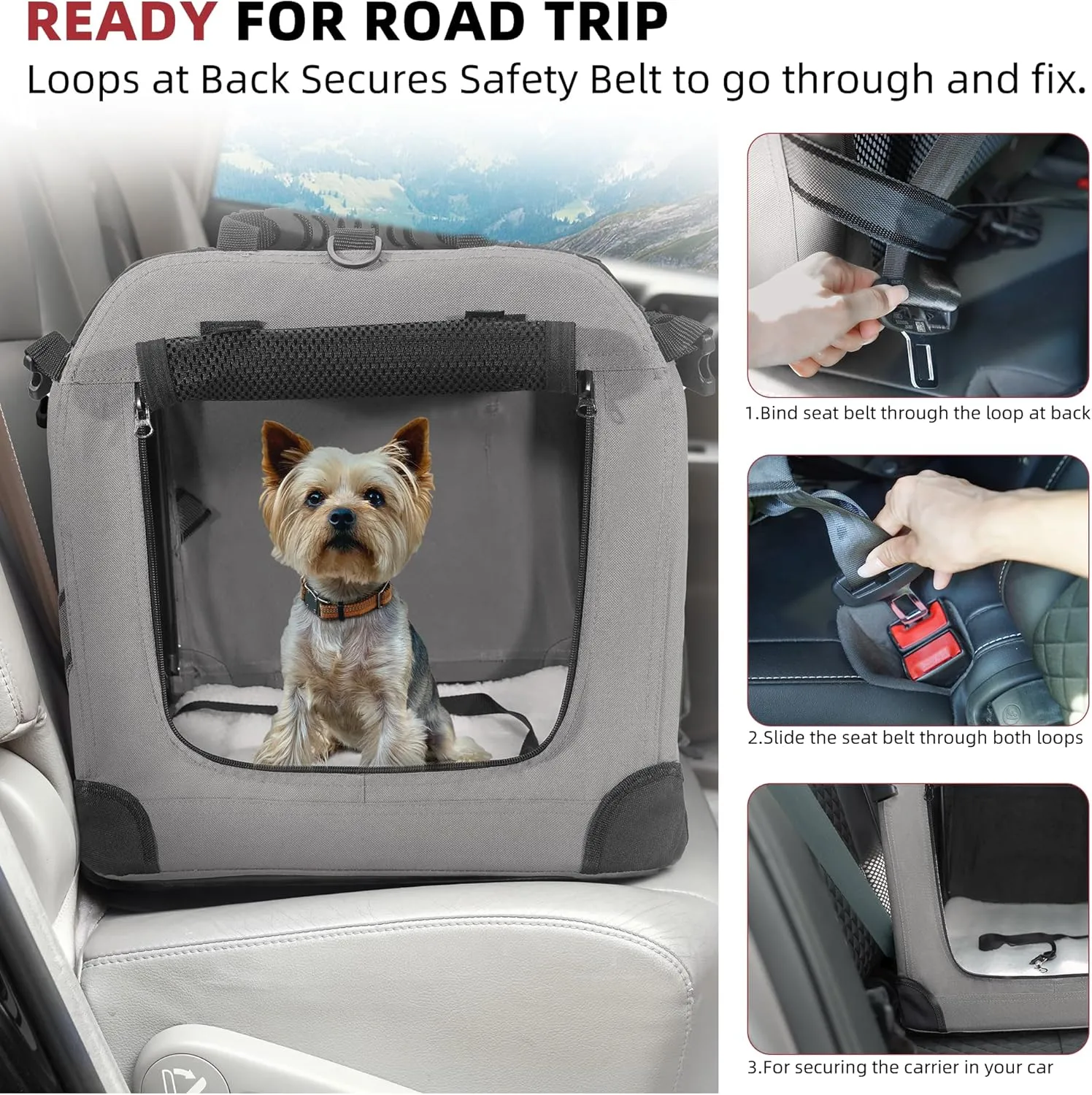 Petprsco Extra Large Cat Carrier for 2 Cats Small Medium Dogs，Soft Sided Pet Carrier 24x17x17 for Car Travel with Collapsible Litter Box, Warm Blanket, Foldable Bowl and Washable Pad
