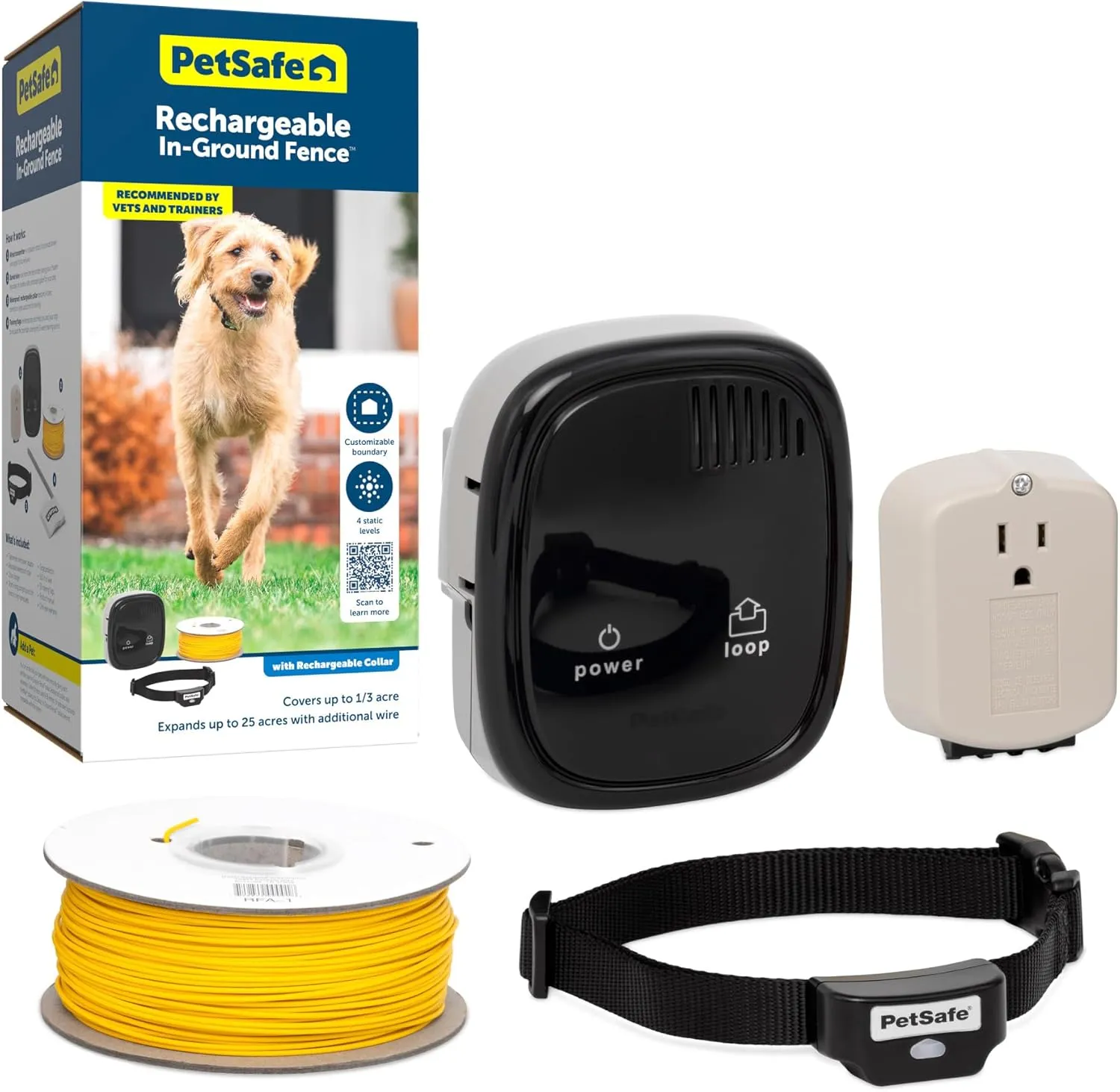 PetSafe Rechargeable In-Ground Pet Fence for Dogs and Cats Over 5lb - from The Parent Company of Invisible Fence Brand - Waterproof Collar with Tone and Static Correction Electric Collar