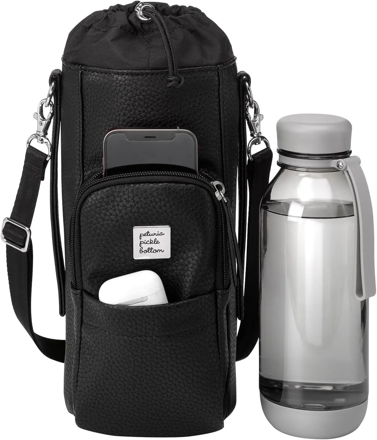 Petunia Pickle Bottom - Viva Cross-Body - Water Bottle Holder - Pockets Perfect For Your Keys, Wallet and Other Essentials - Ebony