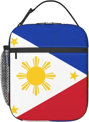 Philippine Flag Lunch Tote Bag,Food Handbags Case For Women Lunch Box Insulated Lunch Container