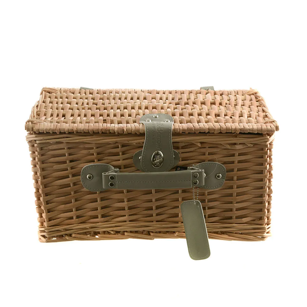 PICNIC BASKET 2p Natural, Light Blue Wash Check Print