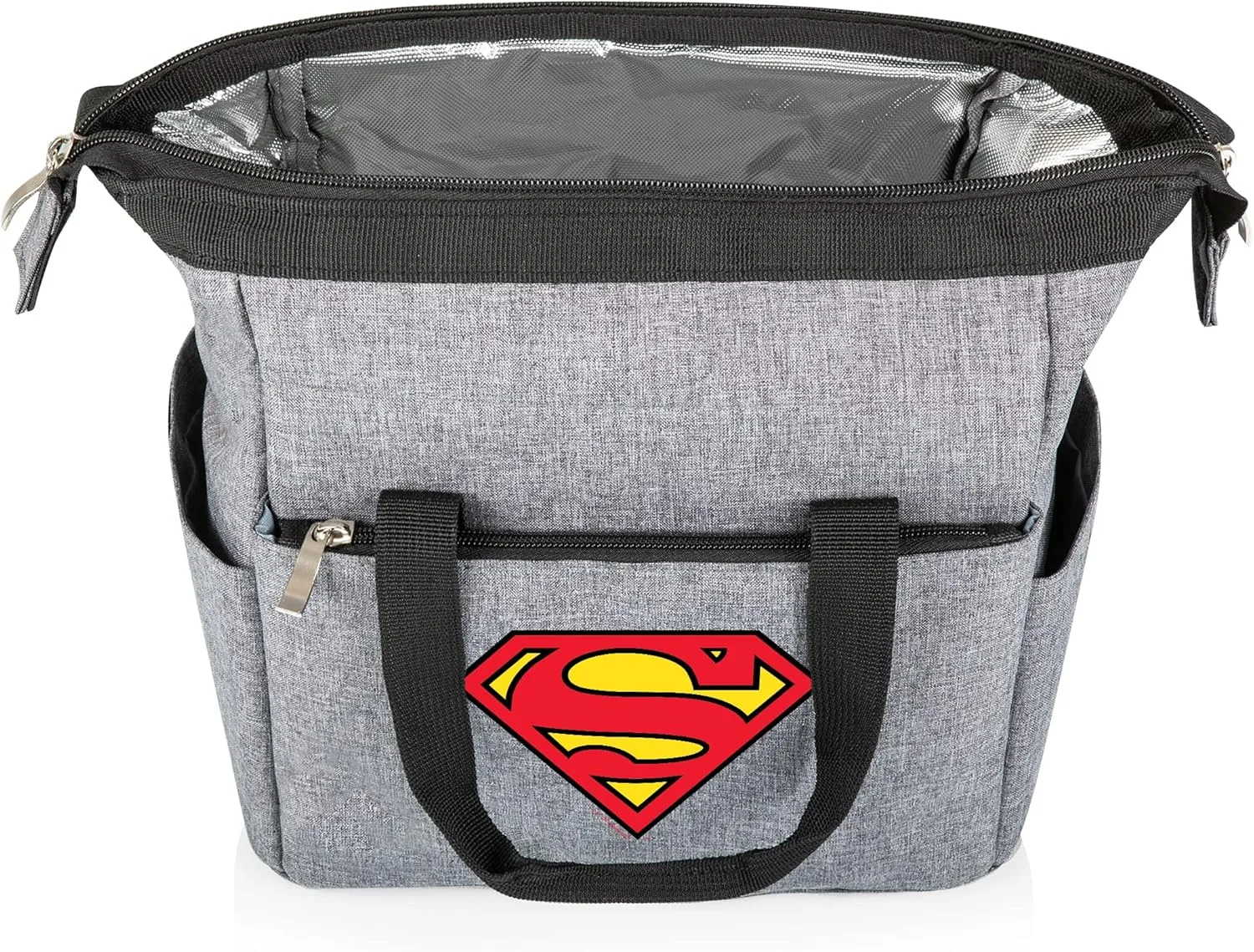 PICNIC TIME DC Comics Superman On The Go Lunch Bag, Soft Cooler Lunch Box, Insulated Lunch Bag, (Heathered Gray)
