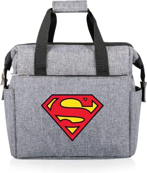 PICNIC TIME DC Comics Superman On The Go Lunch Bag, Soft Cooler Lunch Box, Insulated Lunch Bag, (Heathered Gray)