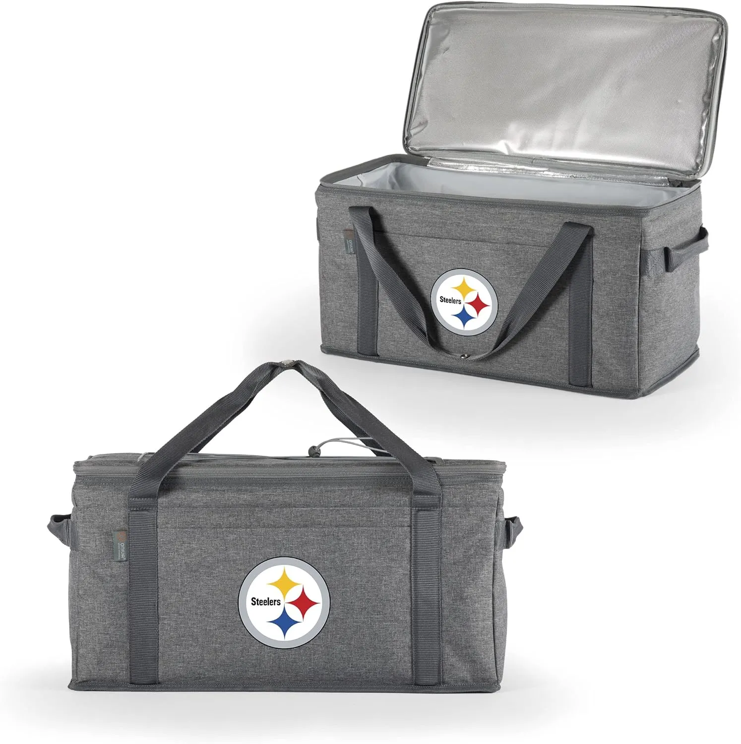 PICNIC TIME NFL 64 Can Collapsible Cooler, Large Insulated Soft Cooler Bag, Portable Beach Cooler with Shoulder Strap, (Heathered Gray)