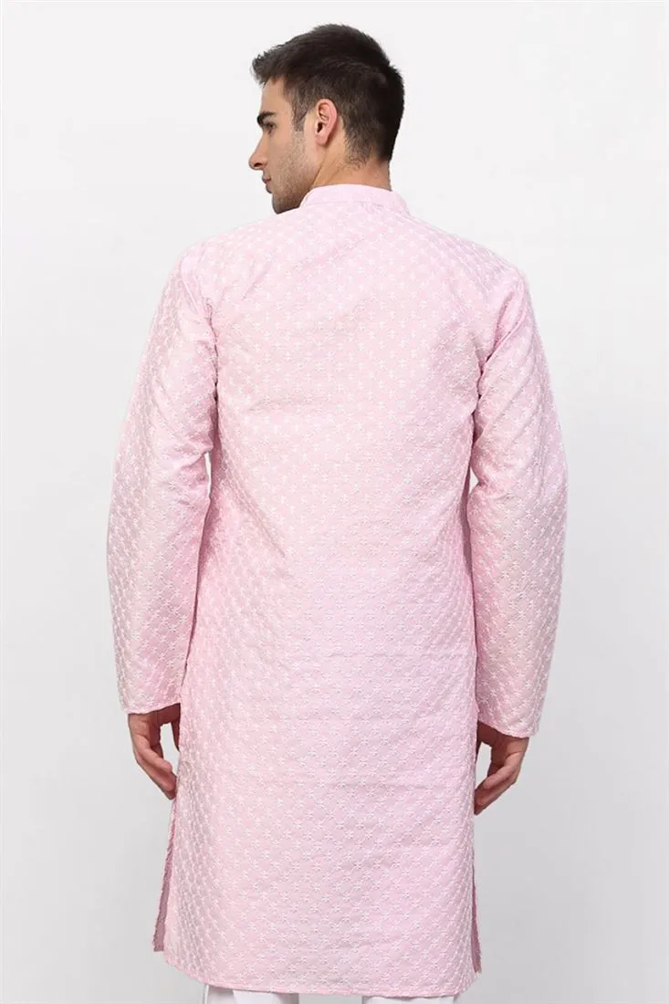 Pink Color Silk Fabric Festival Wear Readymade Kurta