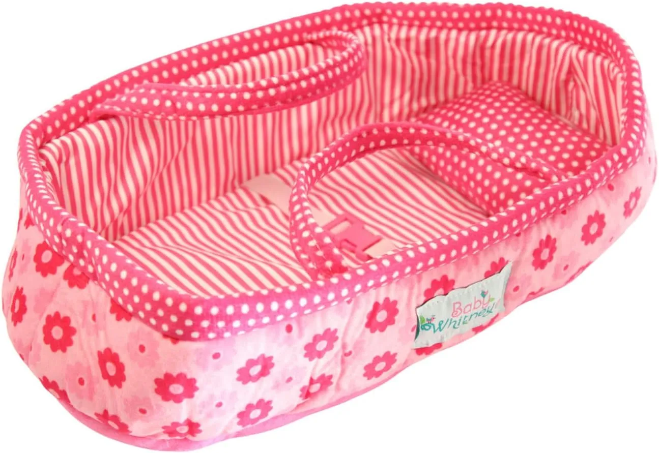 Pink Daisy 14" Doll Carrier Bassinet Bed Carrier & Pillow (Doll Not Included)