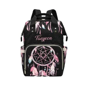 Pink Watercolor Dreamcatcher Diaper Bags Backpack with Name Personalized Baby Bag Nursing Nappy Bag Gifts