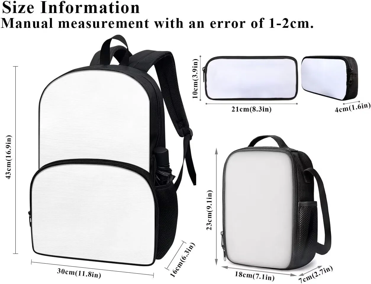 PinUp Angel Black Bulldog Print Cute Backpacks Sets with Pencil Bag Lunch Bag for Girls Boys, Kids Travel Backpack School Bags Bookbag Gift