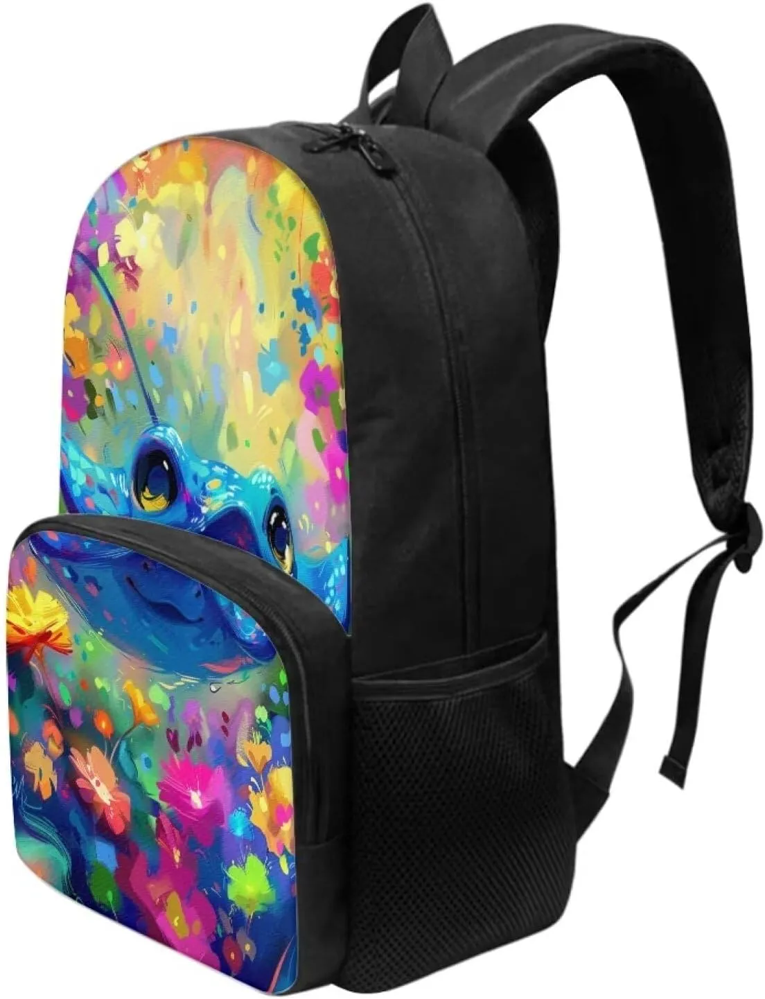 PinUp Angel Cute Cartoon Stingray Print Kids Backpack for Girls Cute Art Oil Painting Animal Patterned Backpacks for Teen Boys Elementary Bookbag School Bag