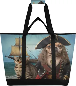 Pirate Dog Reusable Insulated Lunchbox Cooler Bag, Leakproof Kitchen Grocery Bag Collapsible Portable Cooler Tote Bag for Picnic, Camping, Office, Travel