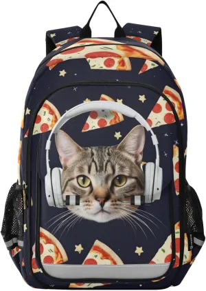 Pizza Cat Print Backpack for Boys Middle-School Elementary Bookbags 20325573