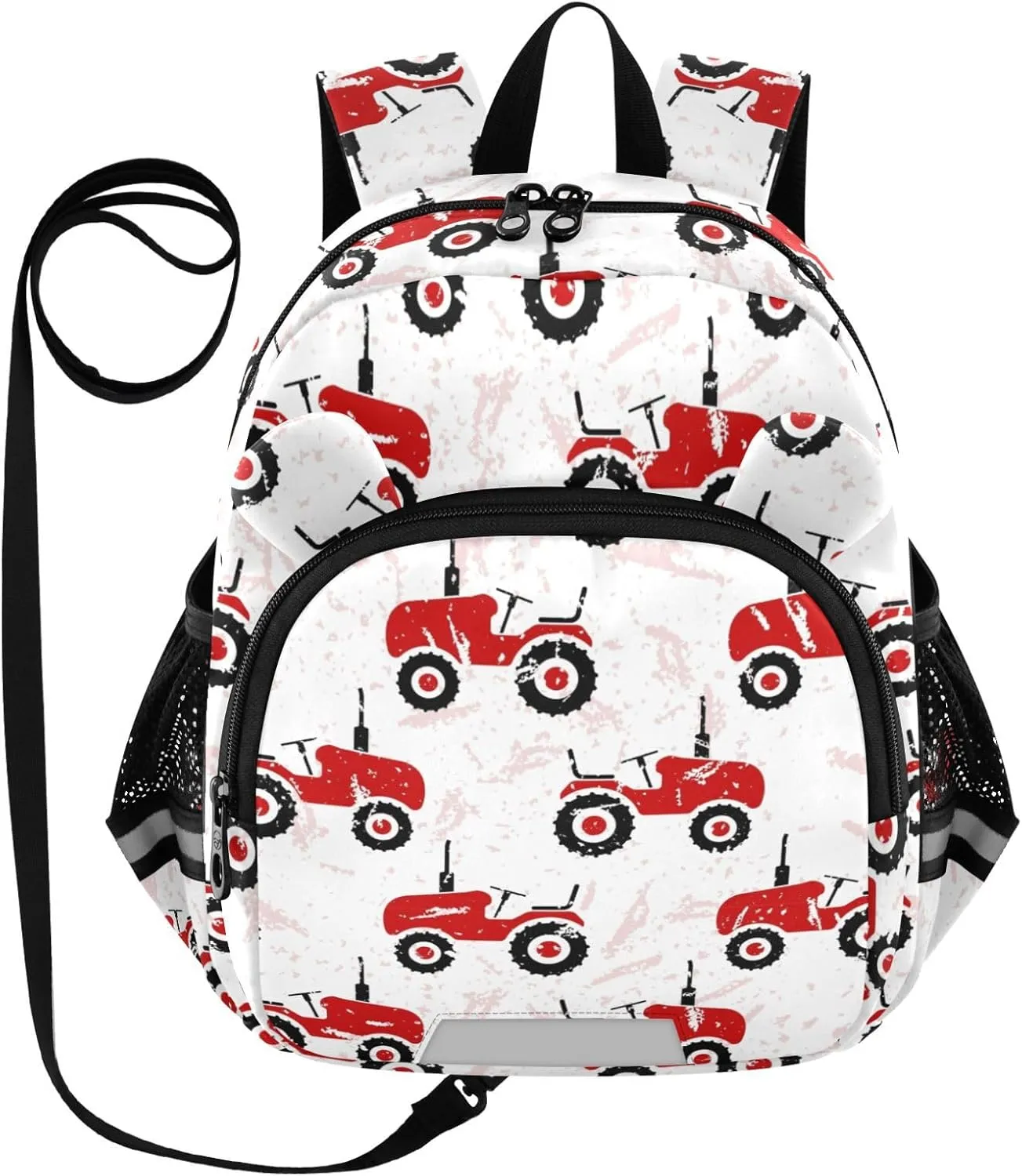 Plaaee Red Old Wheeled Tractors Toddler Backpack with Leash,3-6 Years Anti-lost Kids Backpacks,Children School Bag for Boys Girls S