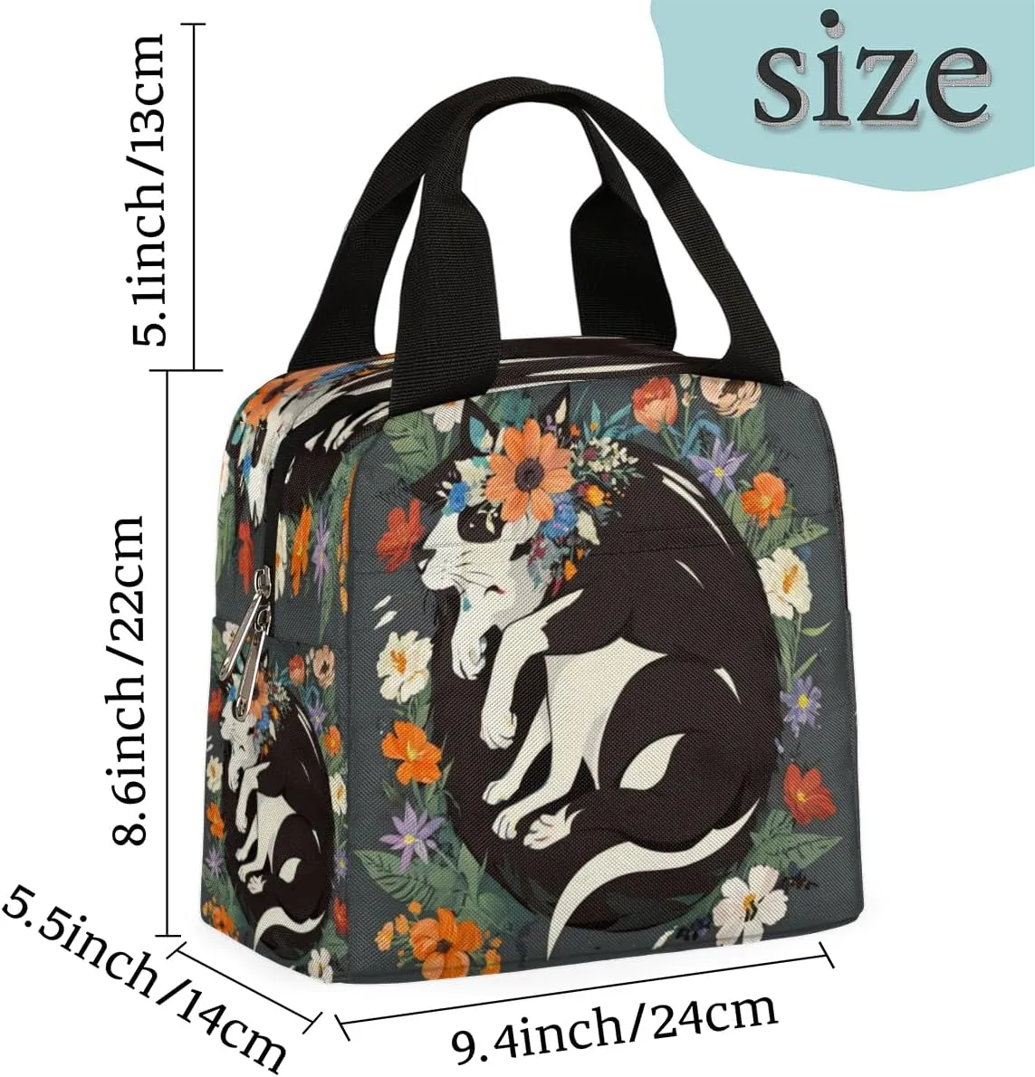 Playful Fog Flower Insulated Lunch Bag for Women Men Reusable Cooler Lunch Box Bag Large Leakproof Freezable Lunch Tote Bag for Adult Office Work Picnic Beach Camping Travel Gym