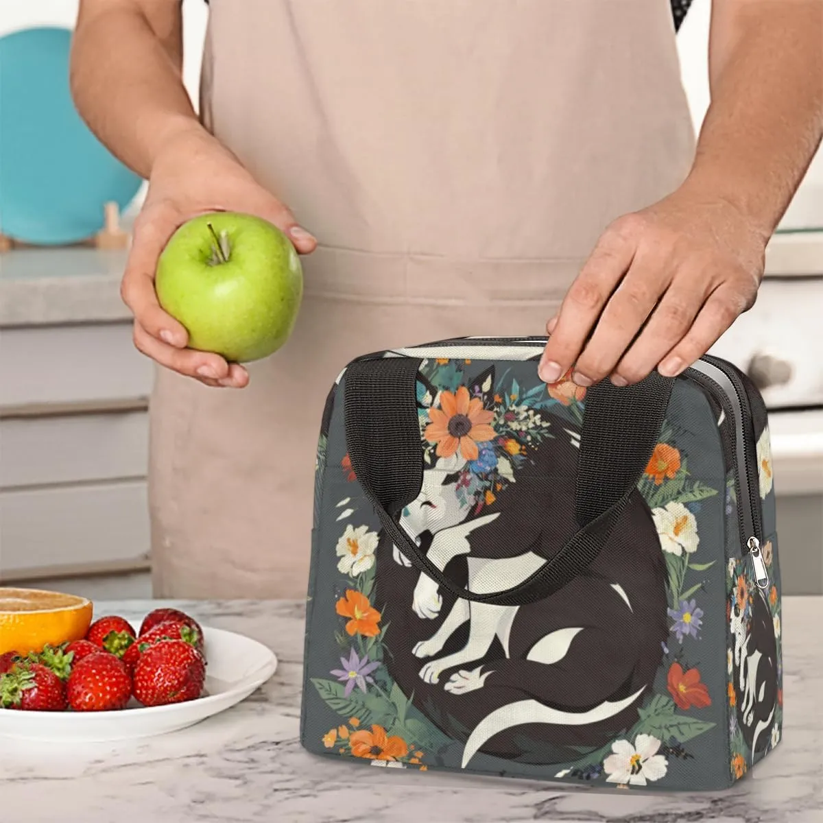 Playful Fog Flower Insulated Lunch Bag for Women Men Reusable Cooler Lunch Box Bag Large Leakproof Freezable Lunch Tote Bag for Adult Office Work Picnic Beach Camping Travel Gym