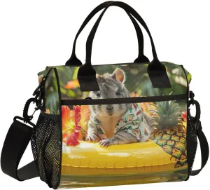 Poll Hamster Lunch Bag Insulated Reusable Leak-proof Lunch Box Cooler Bag with Thermal Aluminum Lining Detachable Shoulder Strap Medium