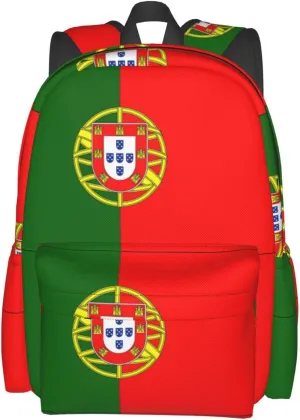Portugal Portuguese Flag Casual Backpack Large Capacity Travel Backpacks Laptop Daypack Commuter Rucksack Adjustable Strap Sports Bags for Hiking Biking