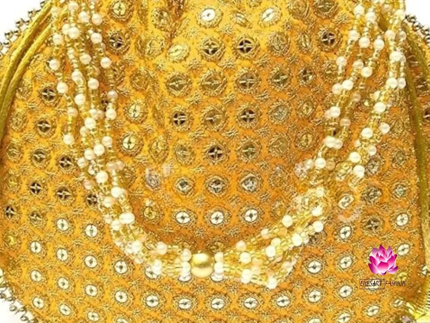 Potli Bag For Women Ethnic Designer Embroidery Work Batwa Pearls Handle With Intricate Bridal Drawstring Stylish Bridal Women