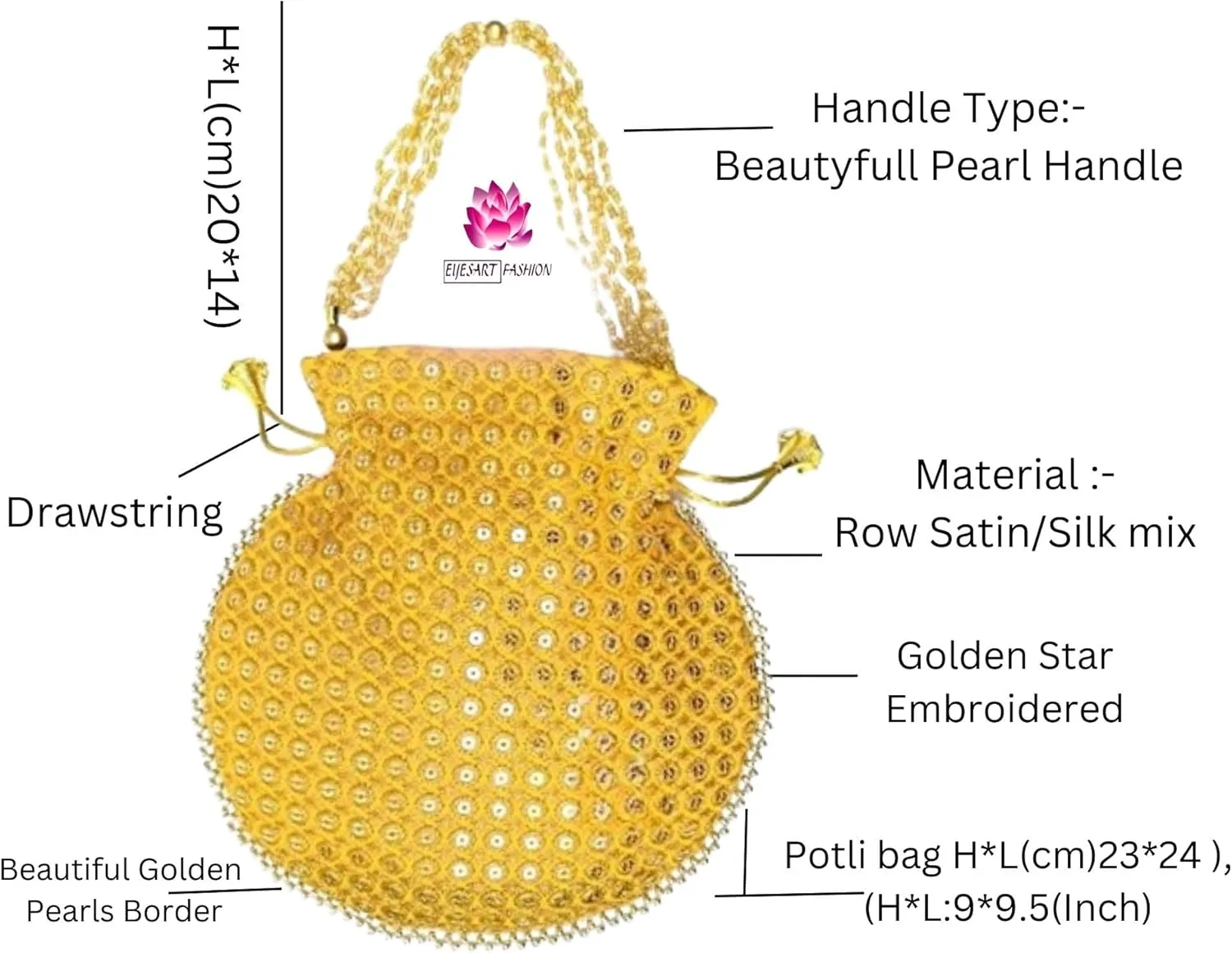 Potli Bag For Women Ethnic Designer Embroidery Work Batwa Pearls Handle With Intricate Bridal Drawstring Stylish Bridal Women