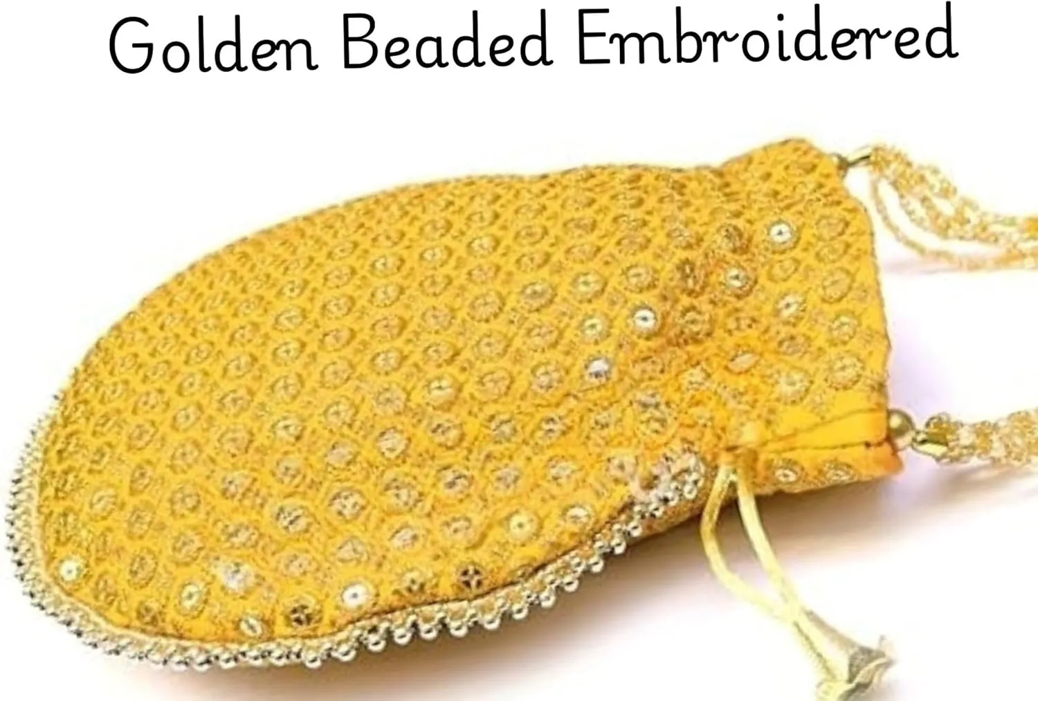 Potli Bag For Women Ethnic Designer Embroidery Work Batwa Pearls Handle With Intricate Bridal Drawstring Stylish Bridal Women