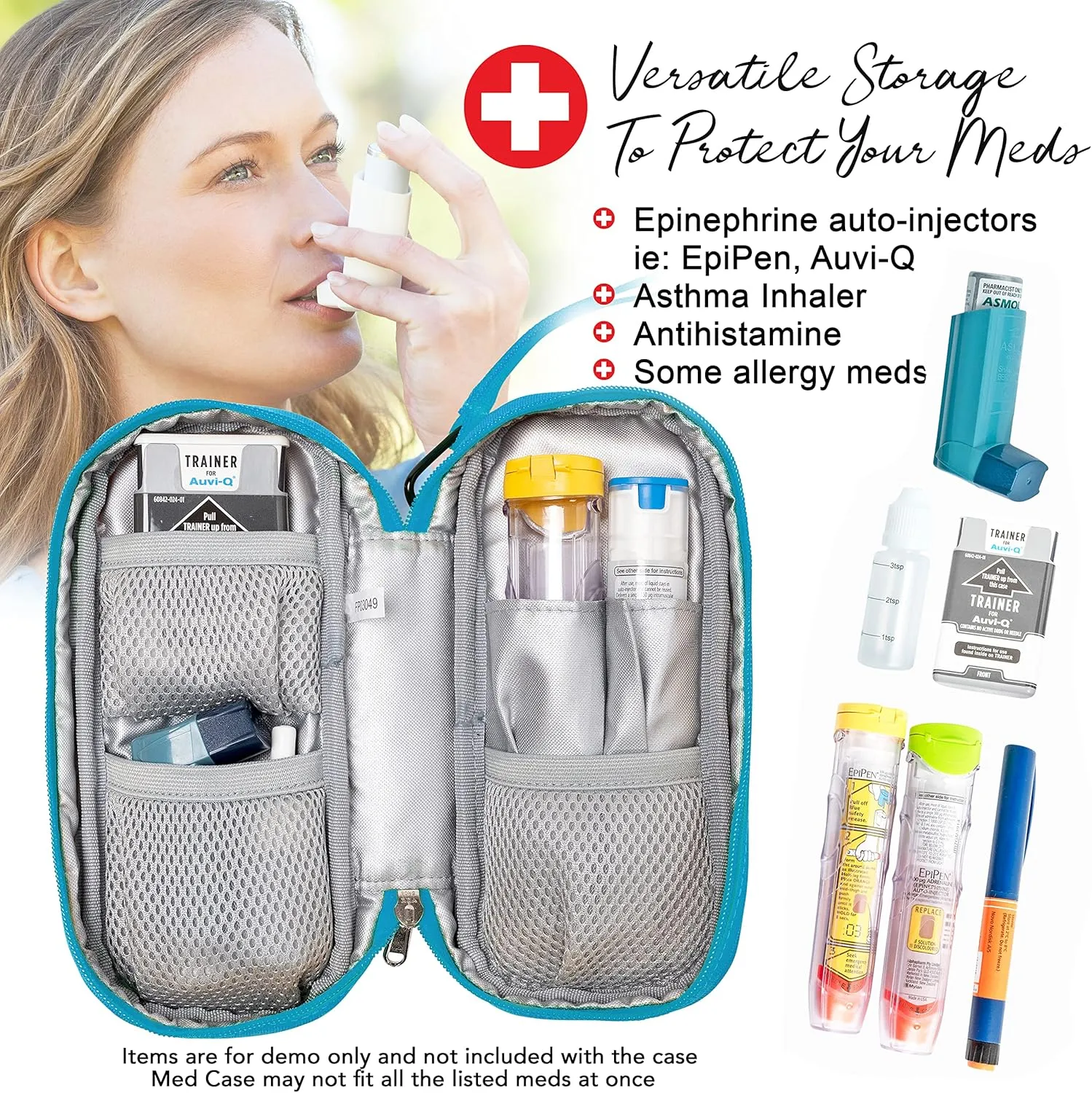 PracMedic Bags Epipen Carry Case– Insulated Epi Pens Carrying Case for Epipens, Auvi-Q, Inhaler, Allergy Medication & Diabetes Supply– Durable Emergency Medical Pouch for Travel (Teal)