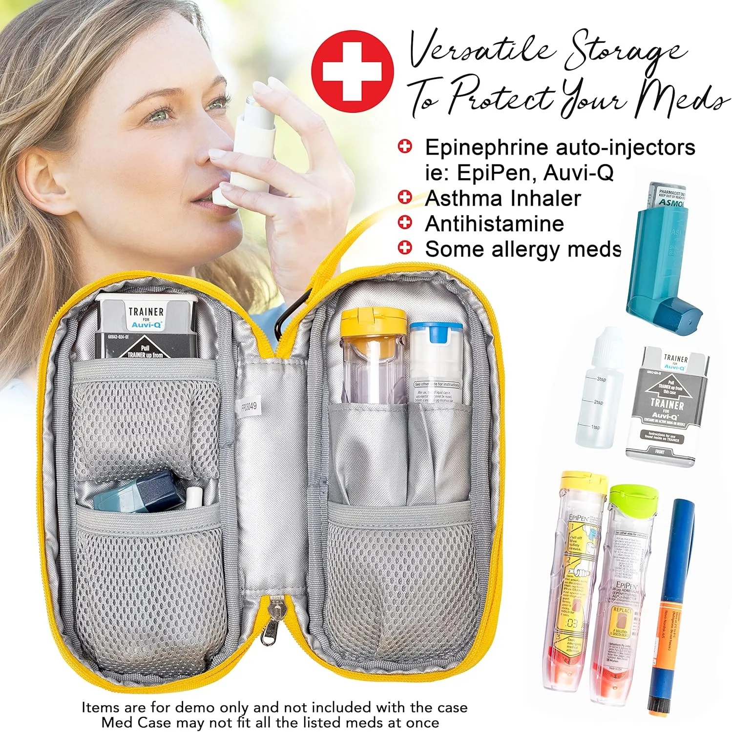 PracMedic Bags Epipen Carry Case– Insulated Epi Pens Carrying Case for Epipens, Auvi-Q, Inhaler, Allergy Medication & Diabetes Supply– Durable Emergency Medical Pouch for Travel (Yellow)