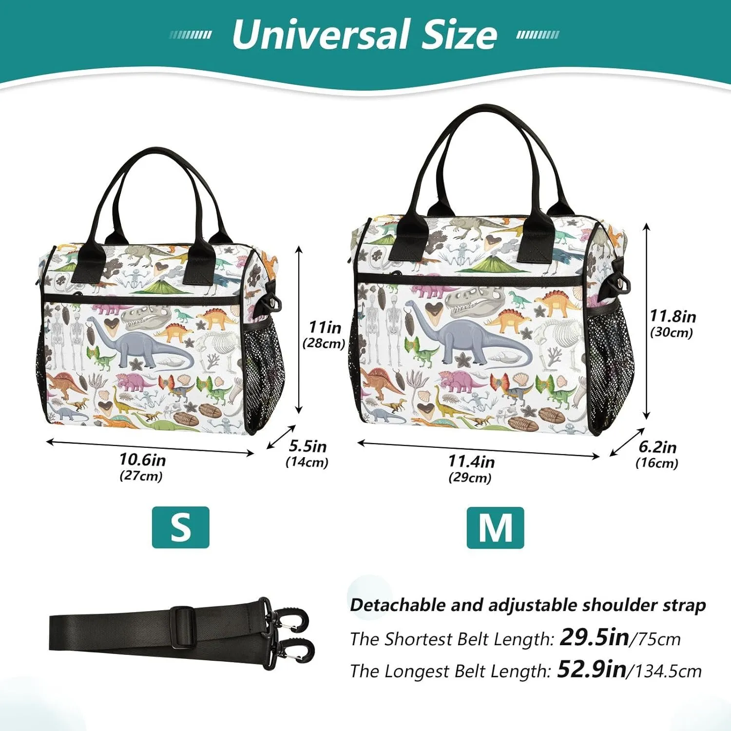 Prehistoric-dinosaur-animal Lunch Bag with Adjustable Shoulder Strap Insulated Cooler Bag for Women Men,S