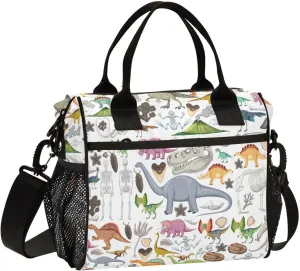 Prehistoric-dinosaur-animal Lunch Bag with Adjustable Shoulder Strap Insulated Cooler Bag for Women Men,S