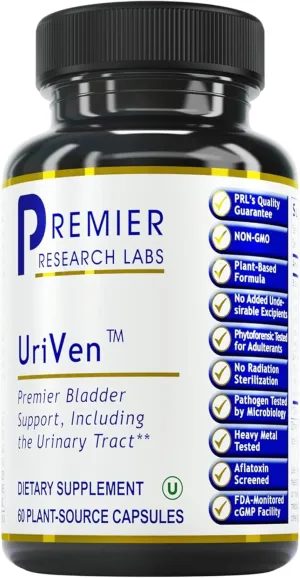 Premier Research Labs UriVen - Bladder Health Support for Women & Men, Cranberry Extract & Marshmallow Root, Urinary and Bladder Support, Bladder Control Supplement - 60 Vegetarian Capsules