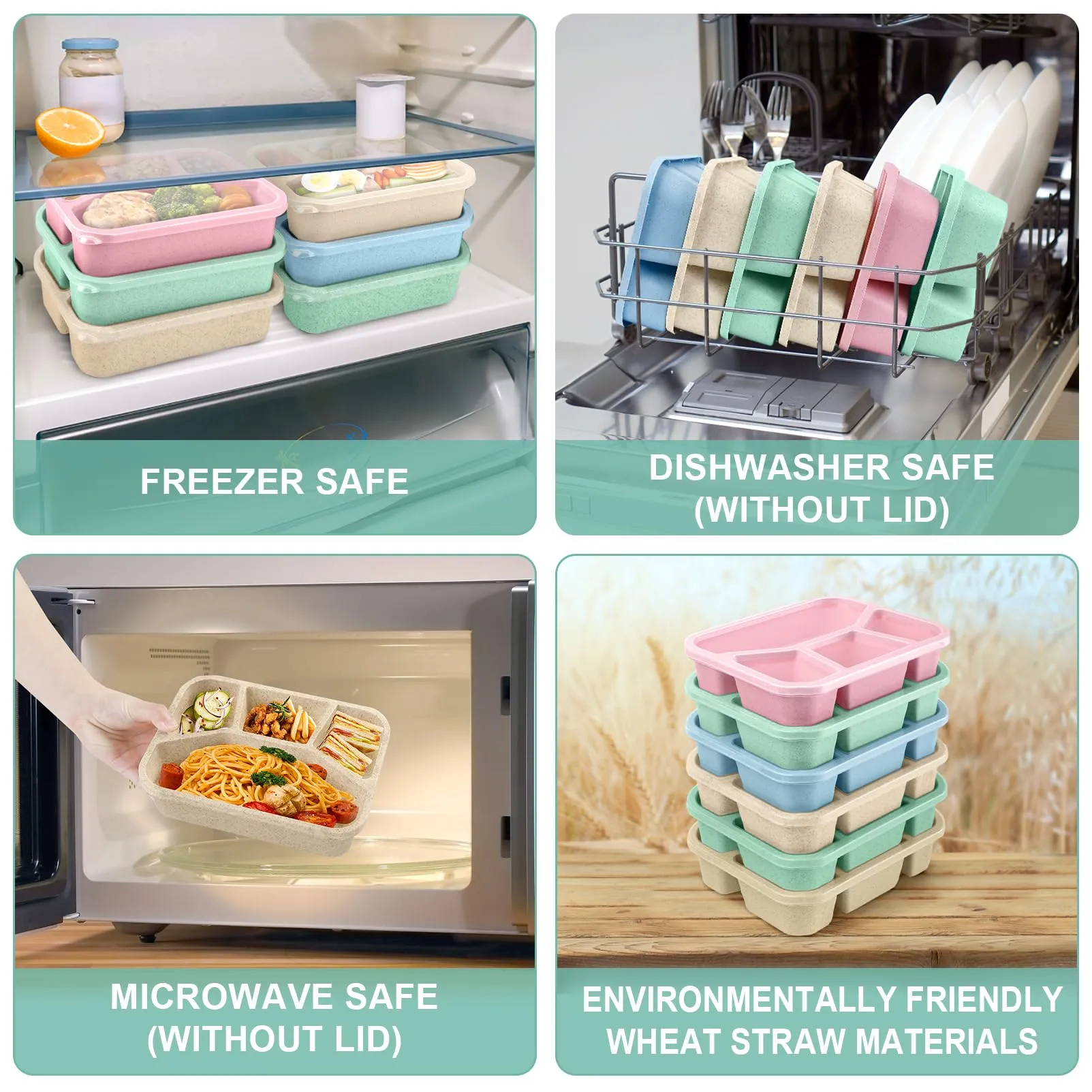 Premium Bento Lunch Box for Kids – 4-Compartment Meal Prep Container, BPA-Free, Reusable Food Storage, Cat Ear Design, Perfect for School, Picnic, Travel, and Office