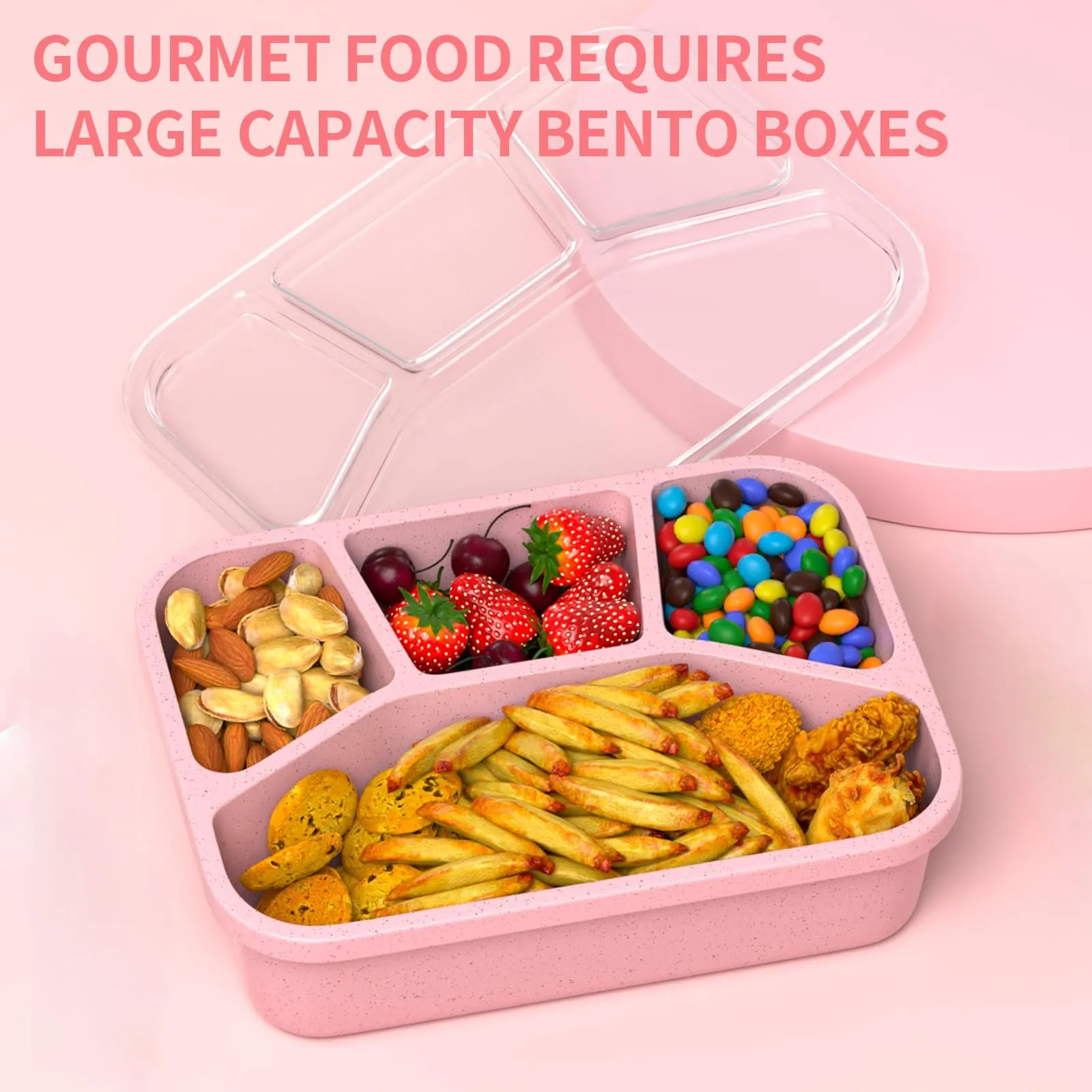 Premium Bento Lunch Box for Kids – 4-Compartment Meal Prep Container, BPA-Free, Reusable Food Storage, Cat Ear Design, Perfect for School, Picnic, Travel, and Office