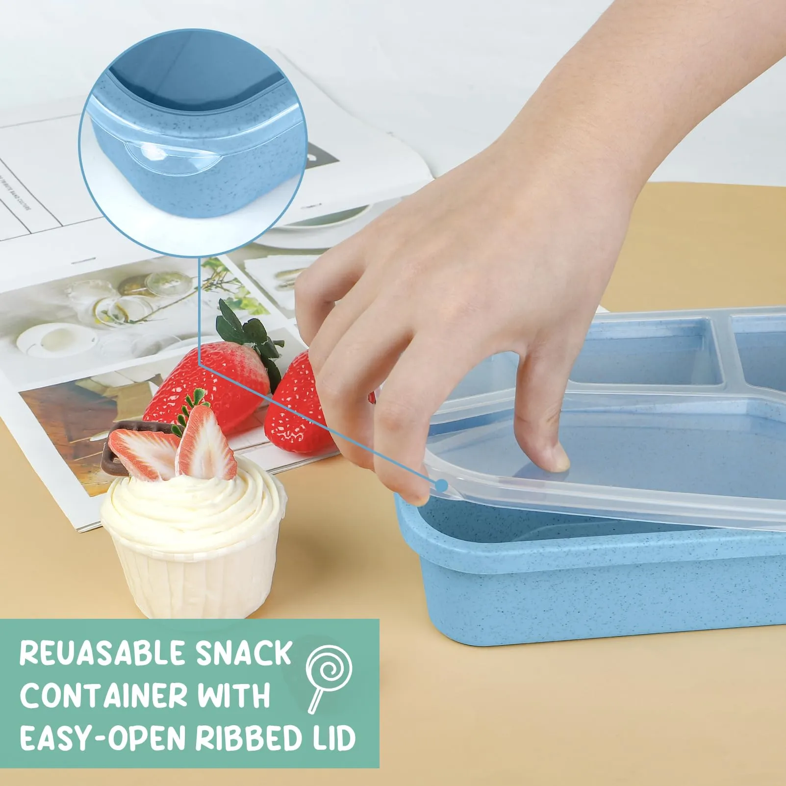 Premium Bento Lunch Box for Kids – 4-Compartment Meal Prep Container, BPA-Free, Reusable Food Storage, Cat Ear Design, Perfect for School, Picnic, Travel, and Office