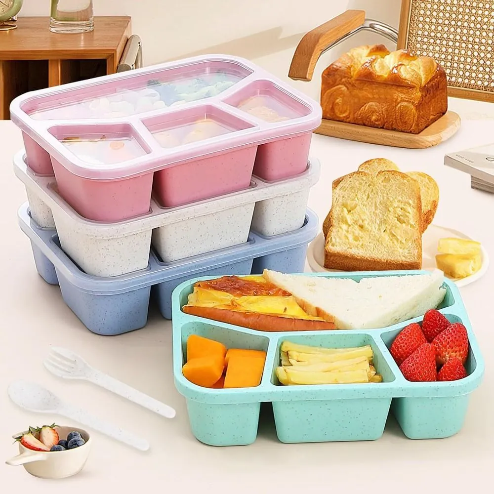 Premium Bento Lunch Box for Kids – 4-Compartment Meal Prep Container, BPA-Free, Reusable Food Storage, Cat Ear Design, Perfect for School, Picnic, Travel, and Office