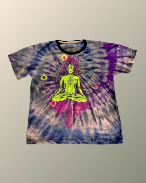 Psychedelic Tie Dye Meditation Inspired T-shirt | UV Reactive Screen print | Rave Festival Wear