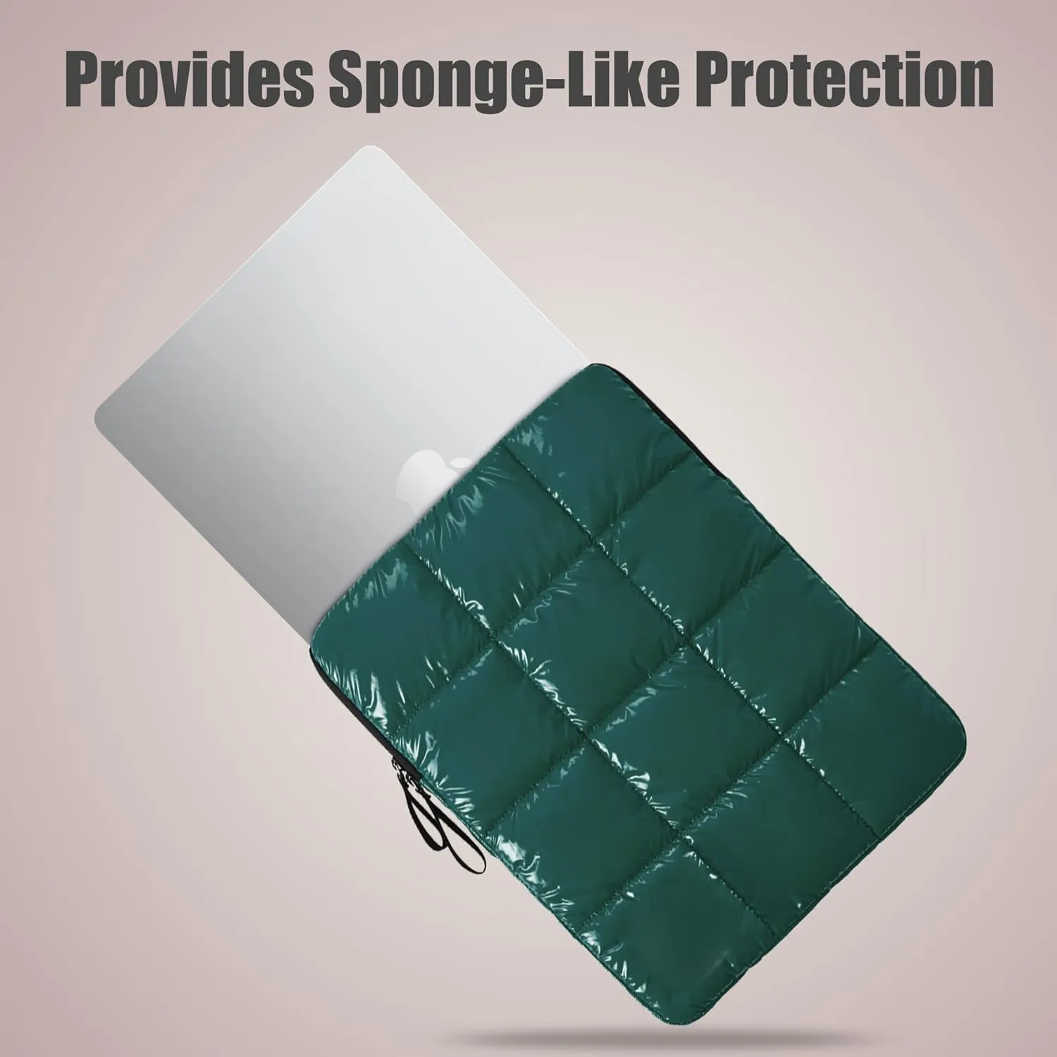 Puffy Laptop Sleeve 14 Inch Dark Green, Waterproof Carrying Case Bag for Women, Fluffy Computer 14 HP Case, Compatible with MacBook Pro 14 Inch, MacBook Air M2 M1, Asus/Dell XPS/Lenovo in Cover