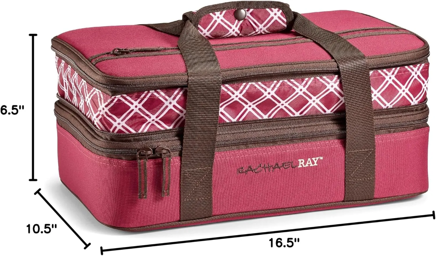 Rachael Ray Expandable Insulated Casserole Carrier for Hot or Cold Food, Thermal Lasagna Lugger Tote for Potluck, Parties, Picnic, and Cookouts, Fits 9" x 13" Baking Dish