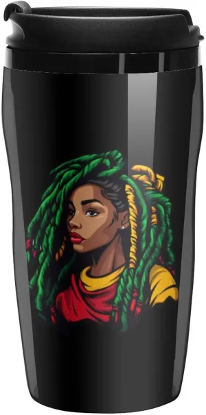 Rasta Colours Dreadlocks Woman Coffee Mug with Lid Portable Tumbler Water Bottle for Travel Business 250ml
