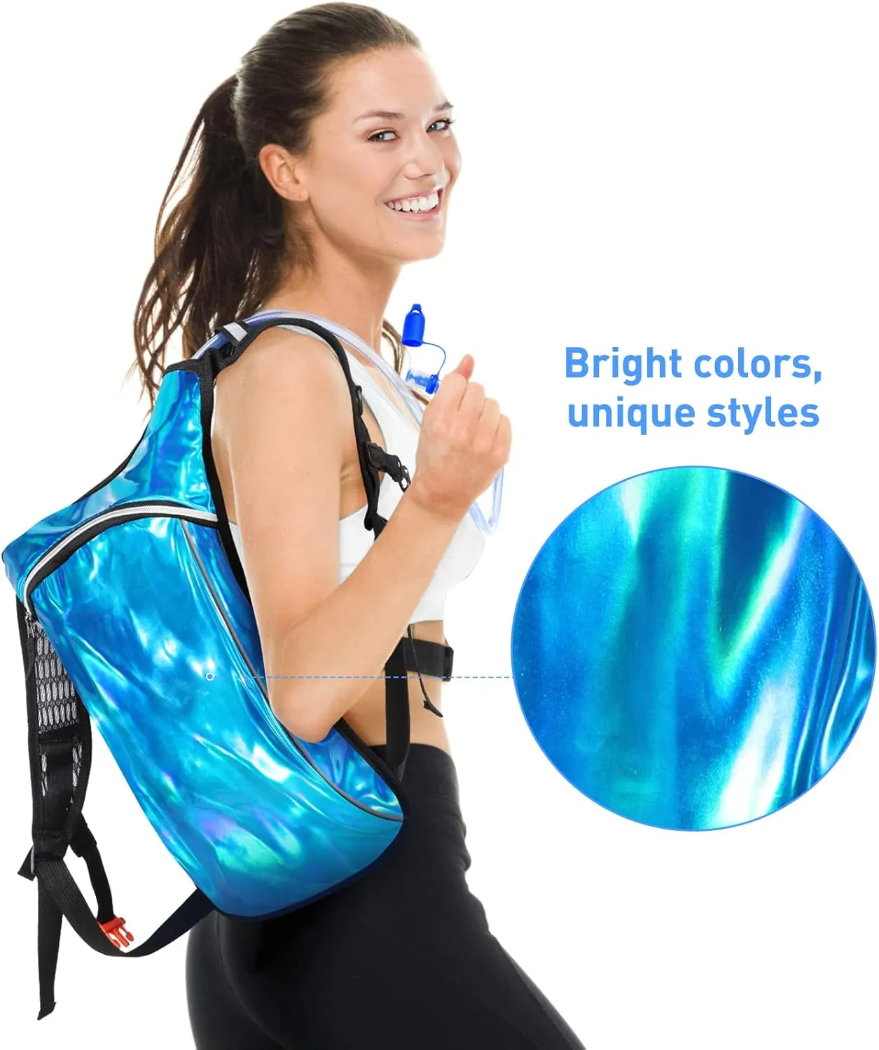 Rave Hydration Pack, Hydration Backpack with 2L Hydration Bladder, Festival Essential Water Backpack for Hiking, Running, Cycling, and Music Festivals