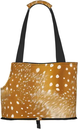 Realistic Deer Skin Print Pet Carrier for Small Dogs Cats Portable Soft-Sided Pet Carrier Purse Foldable Small Dog Tote Bag for Travel Shopping