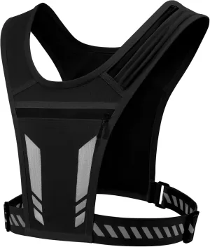 Reflective Vest Chest Phone Holder, Adjustable Hydration Training Workout Gear for Nighttime Running Biking