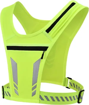 Reflective Vest Chest Phone Holder, Adjustable Hydration Training Workout Gear for Nighttime Running Biking