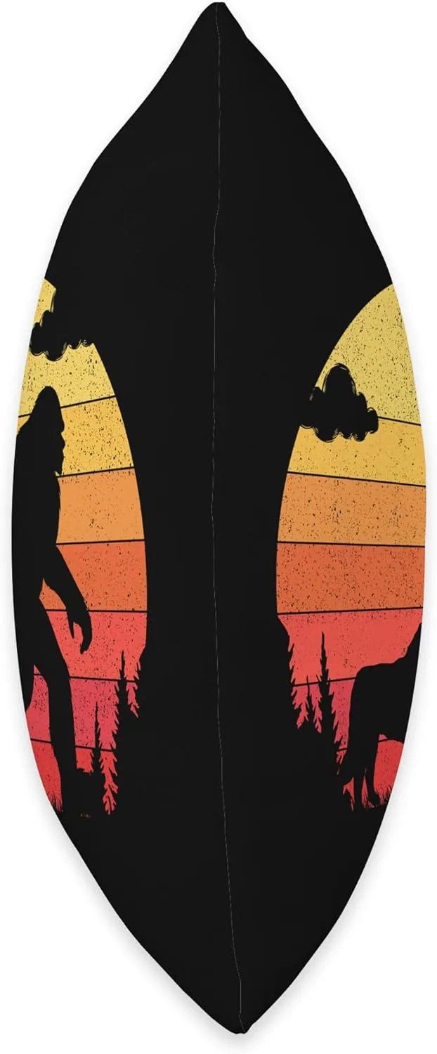 Retro Bigfoot Silhouette Walking Saint Bernard Dog Throw Pillow